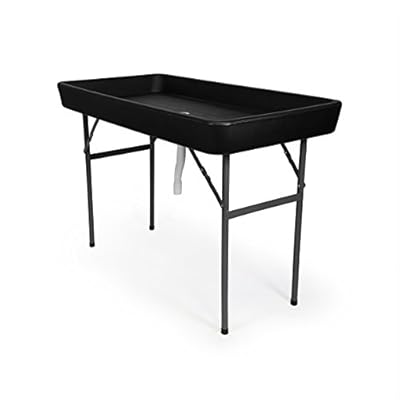 4 Foot Cooler Ice Table Party Ice Folding Table with Matching Skirt - Black