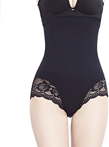 Old Bird Thin lace High Waist abdominal curl underpants postpartum Raised buttocks (M/L, Black)