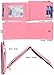 Beurlike Bifold ID Badge Holder Case Leather Credit Card Wallet Neck Lanyard (Pink)