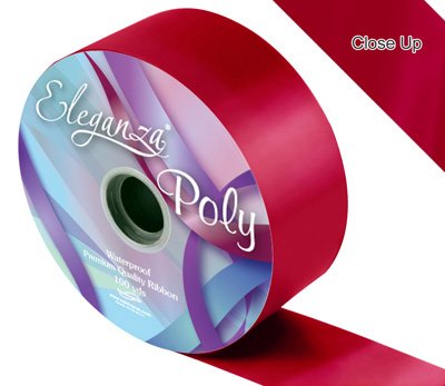 Eleganza Waterproof Poly Ribbon, Radiant Claret, 50 mm x 91 m