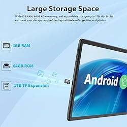 Android Tablet, 10.1 Inch Android 12 Tablet with