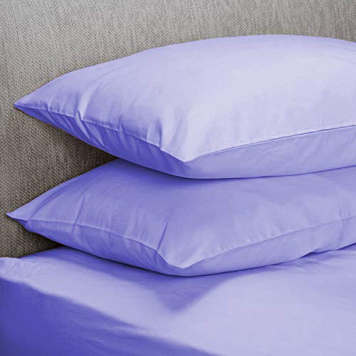Comfortesy New Polycotton Housewife Pack of 4 Pillowcases | Pillow Covers | Plain Dyed Housewife Bedding Pillowcase (Lilac)
