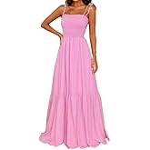 GOLDSTITCH Women's 2026 Summer Bohemian Spaghetti Strap Smocked A Line Flowy Maxi Dress