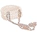 Coucoland 1920s Flapper Bracelet Ring Set Roaring 20s The Great Gatsby Austrian Crystals Imitation Pearl Bracelet Accessory (Rose Gold)