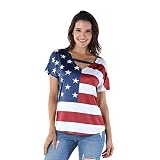 Fourth of July T Shirt Patriotic T-Shirt American Flag T Shirt Independence Day Tee (Large,Red)