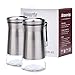 bonris Stainless Steel Salt and Pepper Shakers Set Stainless Steel with Glass Bottom Salt and Pepper Shakers with Adjustable Pour Holes