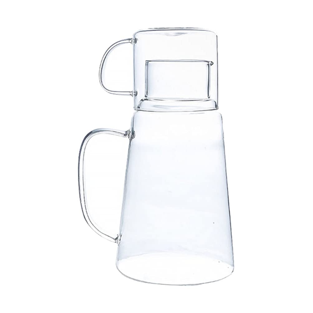 1200ML Bedside Water Carafe Set Ice Clear Tumbler Glass Pitcher Drinking Jug Glass Bottle Teapot for Bedroom Nightstand Bathroom