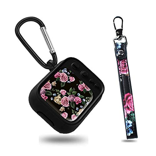 Airpods Case, LIZIMANDU Retro Silicone Earphone Protective Case for Apple Airpods 2 &1 Accessories Skin Pouch Box Protector Wireless Headphone Cover(Black Rose)