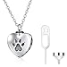 WINNICACA Pet Urn Keepsake Necklace Sterling Silver Heart Cremation Urn Necklaces for Ashes for Dog Cat Paw w/Funnel Filler Kit