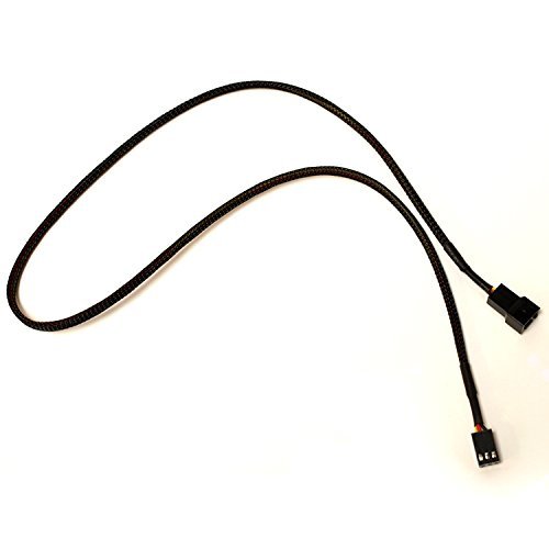 3-Pin Fan Cable Extension with Black Sleeving & Black Connectors (24" Length)