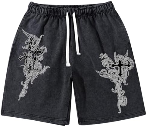 Hgvcfcv Men's Shorts Drawstring Baggy SweatShorts Male Wide Short