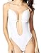 HOLYSNOW Plunging V-Neck Clear Straps Backless Thong Bodysuit
