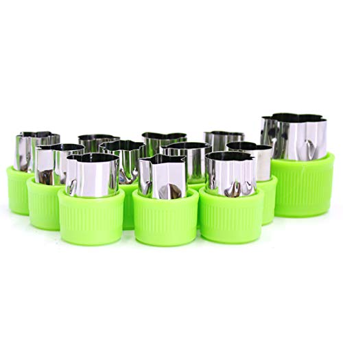 image for HMANE Small Cookie Cutters, 12PCS Cheese Presses Vegetable Fruit Cutte