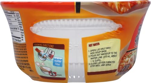 NONGSHIM RAMEN NOODLES, GOURMET INSTANT RAMEN BOWL, PREMIUM MICROWAVABLE NOODLE SOUP, SPICY CHICKEN, 3.03 OUNCE