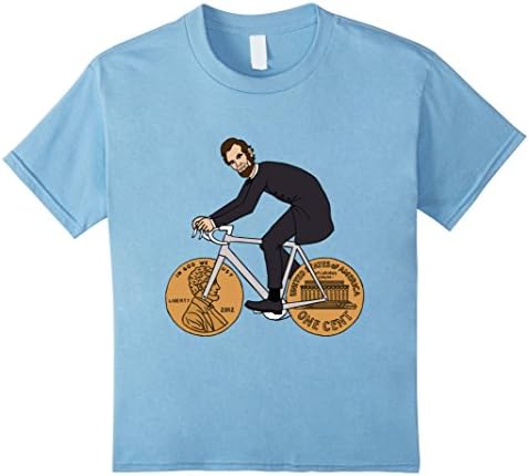Kids Abe lincoln riding bike with penny wheels T-shirt  8 Baby Blue