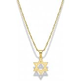 BeautyName Gold Plated Star of David Necklace - Tiny Magen David Pendant - Dainty Jewish Star Jewelry - Bat Mitzvah Gift for Women Men