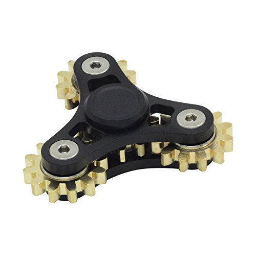 Gear Gyro, Loyalfire Detachable with 4 Fidget Spinner, about 2 Minutes EDC Focus Toy with Ultra Durable High-Speed Spins Precision Copper Material, Best Stress Reducer Relieves ADHD Anxiety ( Black )