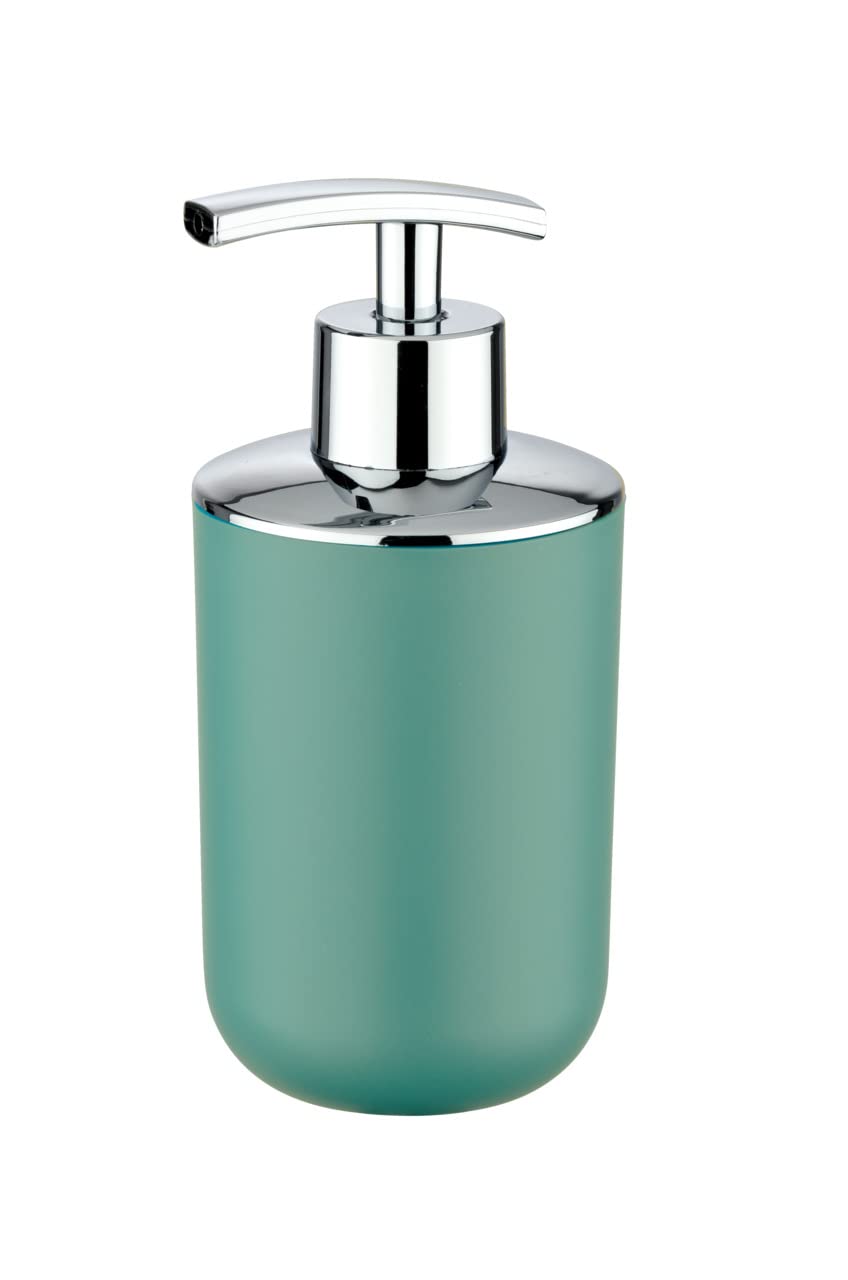 WENKO Brasil Green Soap Dispenser - Liquid Soap Dispenser Capacity: 0.32 l, Plastic (TPE), 7.4 x 16.5 x 9 cm, Green