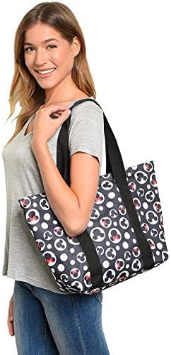 Disney Tote Mickey & Minnie Mouse Icon Polka Dot Print Travel Bag Black 6 Disney Tote Mickey & Minnie Mouse Icon Polka Dot Print Travel Bag Black