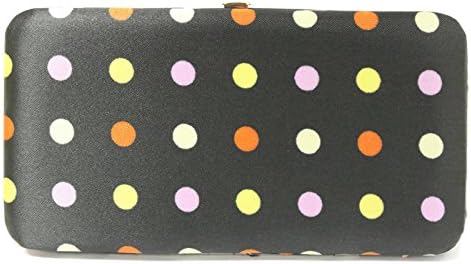 WOMEN FLAT OPERA WALLET CLUTCH BY DESIGNSK (Black Multi-Color Polka Dot)