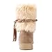Susanny Women's Winter Fashion Warm Short Booties Casual Outdoor Suede Flat Heel Waterproof Faux Fur Beige Snow Boots 7 B (M) US