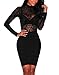 JomeDesign Women's Long Sleeve Sheer Mesh Black Bodysuit Tops Clubwear