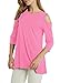 Afibi Womens Cold Shoulder 3/4 Sleeve Swing Tunic Tops For Leggings (XX-Large, Pink)