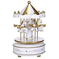 Glumes Music Box for Carousel Laxury Carousel Music Box, Merchandise Classic Musical Box 4-Horse Moving Up and Down Best Birthday Gift for Kids, Girls,Friends