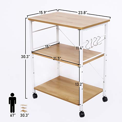 image for HOFOME Kitchen Backer's Rack, 3 Tier Kitchen Island Cart Utility Micro