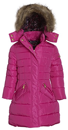 Steve Madden Girls Winter Down Alternative Hooded Long Bubble Puffer Jacket Coat