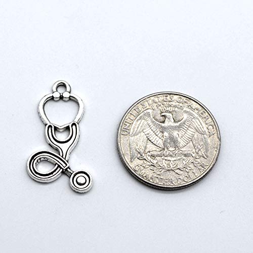 MT 2007 Alloy Charms, Silver Tone Handmade Supply Charms, Handmade Craft, Handmade Jewelry Supply (50PCS JHS41 Stethoscope Charms)