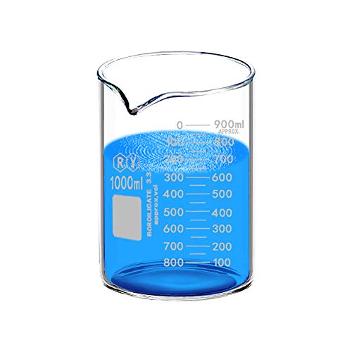 Glass Beakers 1000ml Borosilicate Graduated Measuring Low Form Beaker
