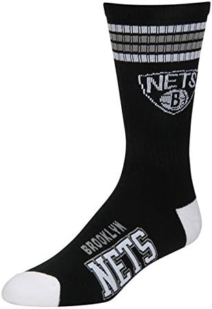 NBA 4 Stripe Deuce Socks - Men’s Large (fits 10-13) 10 Teams Available (Brooklyn Nets)