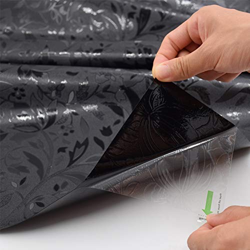 Mikomer Tulip Total Blackout Window Film, Light Blocking Glass Door Film,Room Darkening Window Cling,No Glue/Heat Control/Anti UV for Day Sleep & High Privacy,35In. by 78.7In. - Thumbnail 7