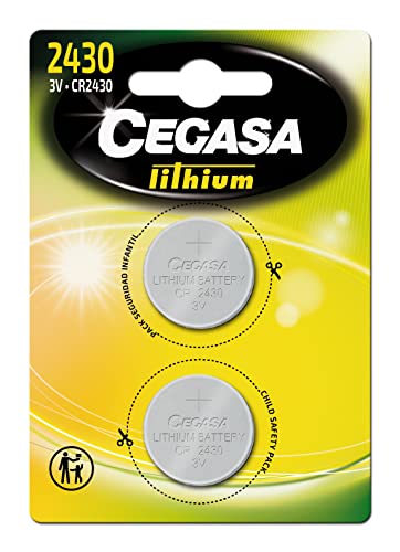 Cegasa CR2430 – Confezione 2 batterie pulsante litio, colore: verde