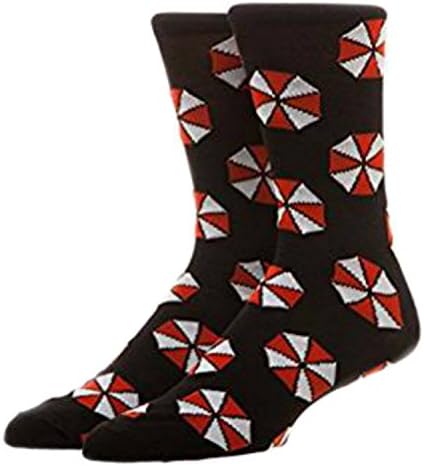 Resident Evil Umbrella Corp Repeat Design Men's Black Crew Socks