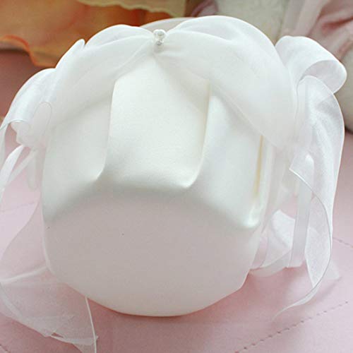 BETAULIFE Ivory Elegant Satin Bow Flower Girl Basket Ivory 2 pcs/Pack (Basket)