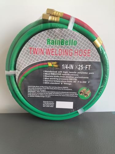 Oxygen Acetylene Twin Welding Hose 1/4" × 25FT