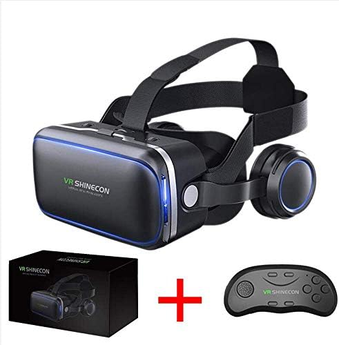 3D VR, 120°FOV, Eye Protected HD Virtual Reality Headset w/Controller, Touch Button for iPhone Xs/XR/Xs Max X X 8 7 6 6s plus, Samsung S9 S8 S7 S6/Plus/Edge Note 9 8, w/ 4.0-6.0in Screen,C