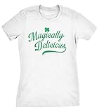Womens Magically Delicious Funny St Patricks Day Irish T shirt (White)