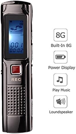 Voice Recorder, Digital Voice Recorder, 8GB Audio Sound Recorder Portable Rechargeable Dictaphone MP3 Player, Activated Audio Recorder with Built-In Speaker for Lectures Meetings Interviews