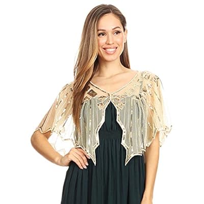 Anna-Kaci Women's 1920s Shawl Evening Cape Sequin Deco Paisley Flapper Bolero Anna-Kaci Women's 1920s Shawl Evening Cape Sequin Deco Paisley Flapper Bolero