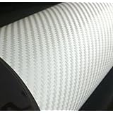F & B LED LIGHTS White 3D Carbon Fiber Film Twill Weave Vinyl Sheet Roll Wrap (108