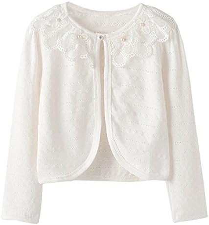 ZHUANNIAN Girls Long Sleeve Bolero Shrug Lace Flower Cardigan Light Top for Dresses