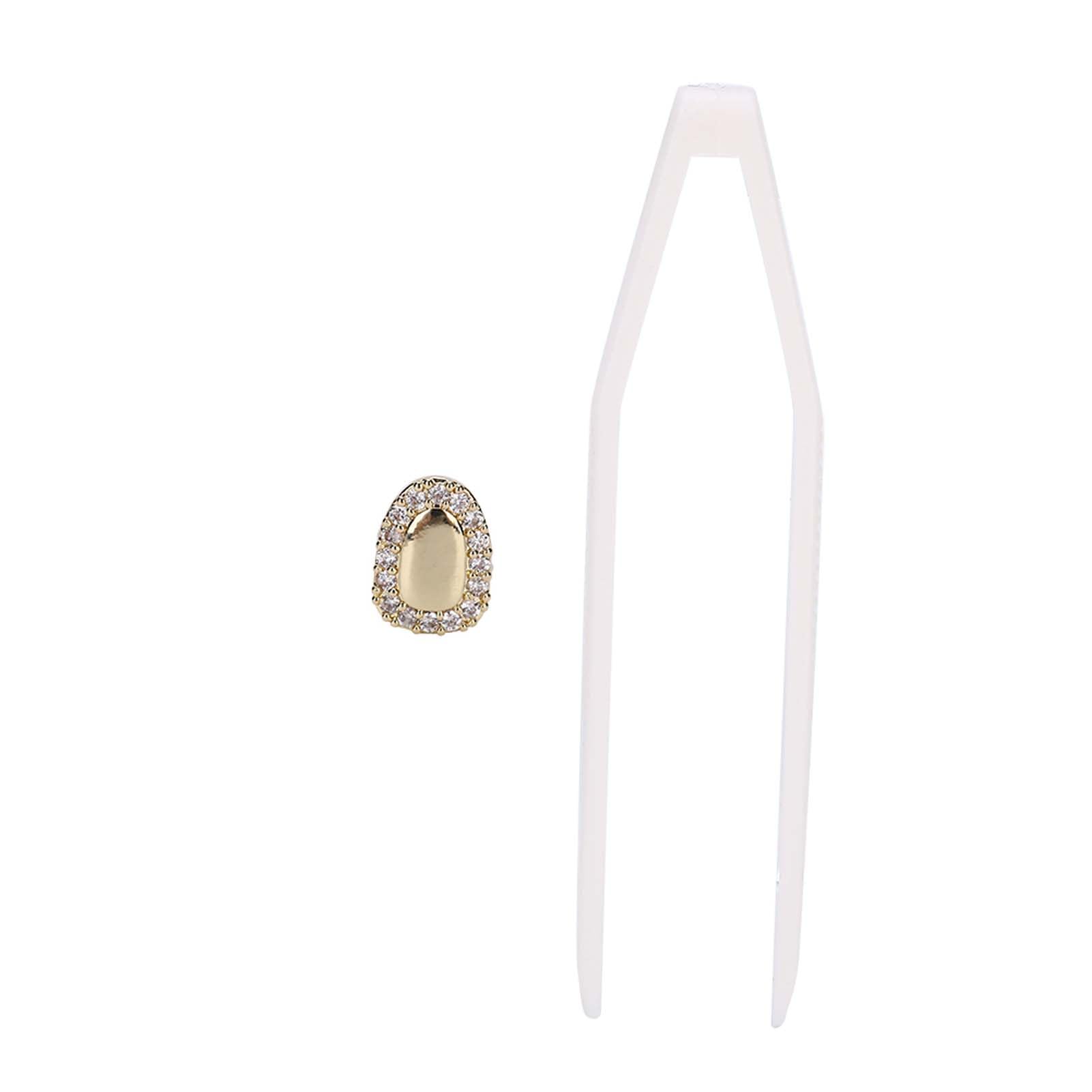 Hip Hop Teeth Decoration, Bling Tooth Single Grill Cap for Teeth Mouth, Hip Hop Show Accessories(Gold)