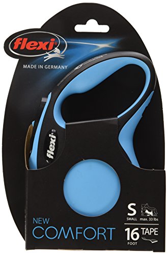 Flexi  New Comfort Retractable Dog Leash (Tape), 16 ft, Small, Blue