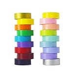 Washi Tape set 18 rolls by Tanpopo Art -Pastel Collection | Creamy Pastel Full Colored tapes in rainbow Colors