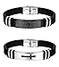 Jstyle Jewelry 2 Pcs Men's Stainless Steel Religious Black Rubber Cross Bracelet A