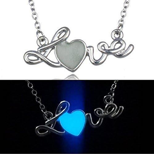 Creativelife Women's Heart-shaped Necklace Love Letter Glow Clavicle Necklace