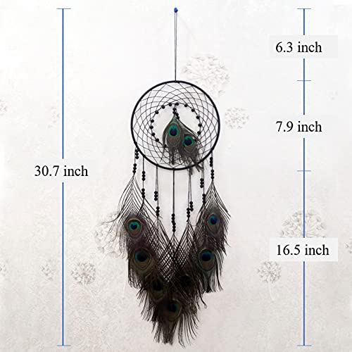 Dream Catcher with Peacock Feathers, Handmade Dream Catcher for Kids, Bedroom, Wedding Party, Blessing Gift
